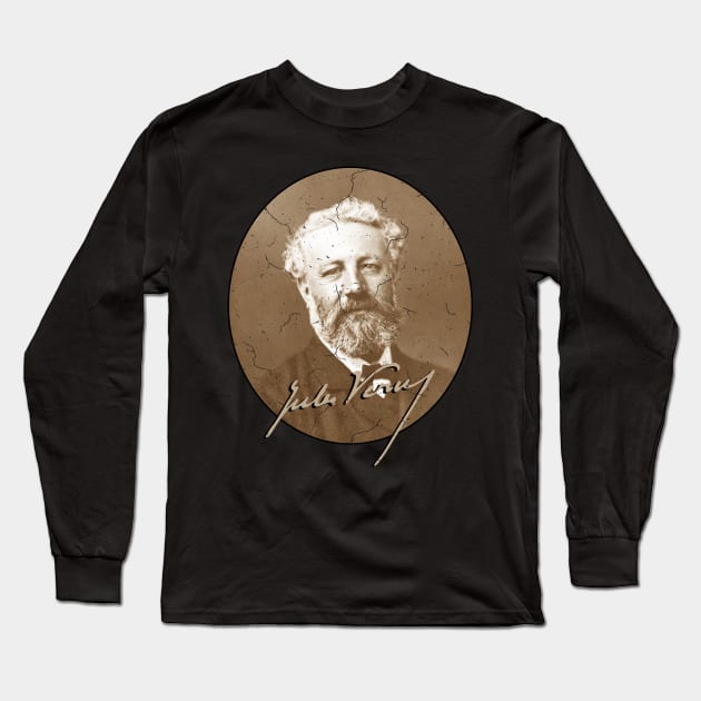 Science Fiction Visionary - Jules Verne Portrait 2 Long Sleeve T-Shirt by EDDArt